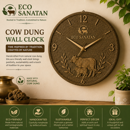 Wall Clock Made of Cow Dung